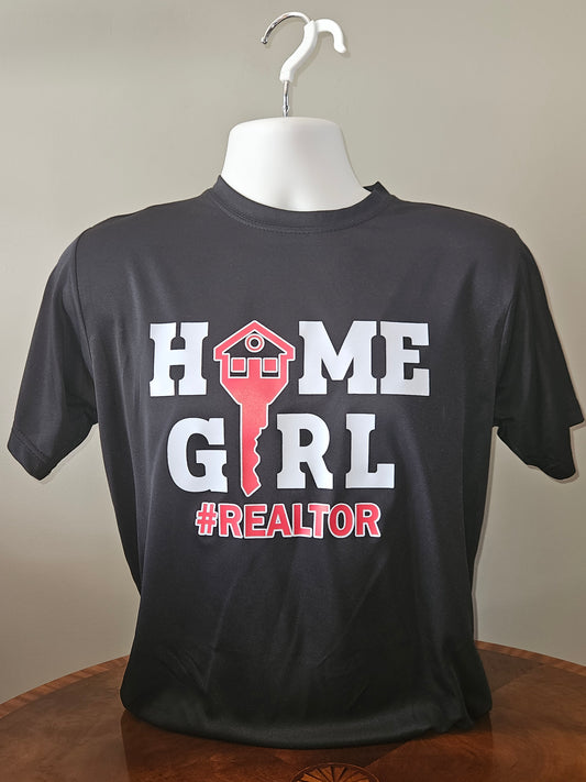 Home Girl #Realtor Real Estate Short Sleeve Ladies T-Shirt (Moisture Wicking)