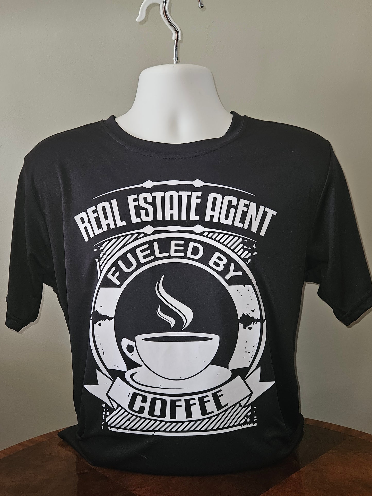 RE Agent Fueled by Coffee Real Estate Short Sleeve Ladies T-Shirt (Moisture Wicking)