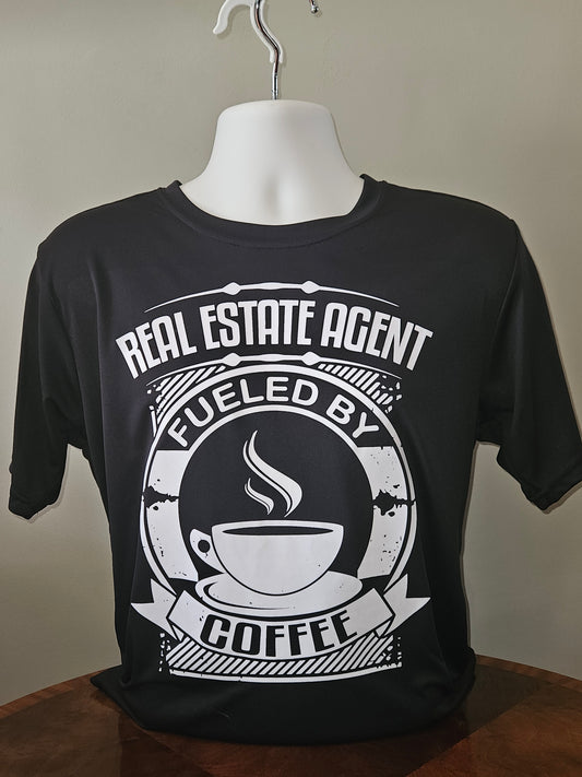 RE Agent Fueled by Coffee Real Estate Short Sleeve Ladies T-Shirt (Moisture Wicking)